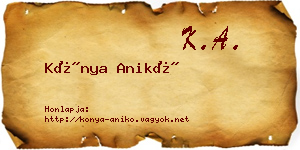 Kónya Anikó névjegykártya